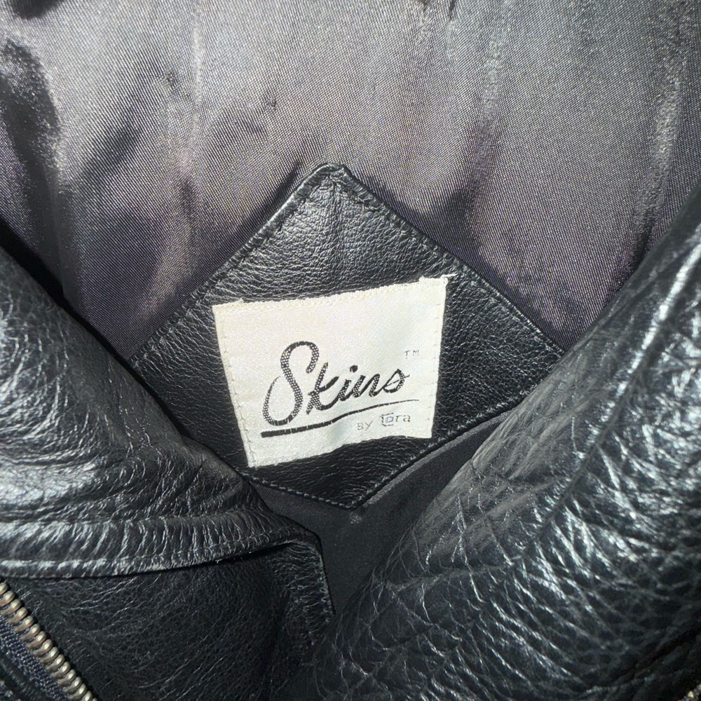 Vintage black leather bomber jacket. Genuine leather. Size M - Picture 6 of 6